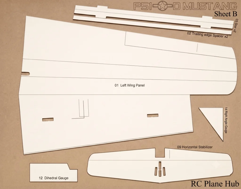 P-51D Mustang Sheet B (Left Wing / Horizontal Stab)
